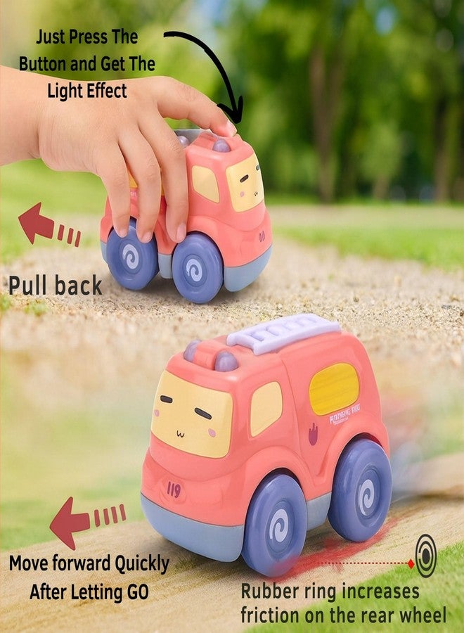 GRAPHENE Push N Go Fire Truck Toy Unbreakable Emergency Transport Vehicle Car with Light and Sound Gift for Baby Girls Boy 6 Month+ Kids Toddlers Toy Pull Back Car Random Designs Multicolor Pack of 1 - Image 3